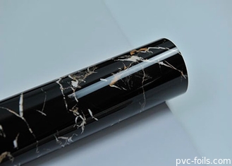 Υψηλής λάμψης μαύρο μαρμάρινο κόκκο PVC διακοσμητικές ταινίες για 2D στρώση, αδιάβροχο
