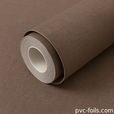 Υφασματική υφή Σκληρό χρώμα PVC υφή Αυτοκόλλητη τοιχοποίηση για εσωτερική διακόσμηση τοίχων