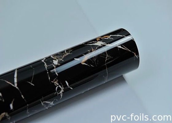 Υψηλής λάμψης μαύρο μαρμάρινο κόκκο PVC διακοσμητικές ταινίες για 2D στρώση, αδιάβροχο