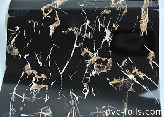 Υψηλής λάμψης μαύρο μαρμάρινο κόκκο PVC διακοσμητικές ταινίες για 2D στρώση, αδιάβροχο