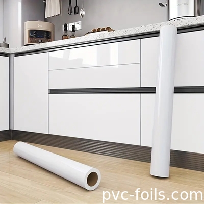 Σκουπίδια από PVC με στερεόχρωμα, λευκό, γυαλιστερό, αυτοκόλλητο - εύκολο να ξεφλουδιστεί και να κολλήσει για την κουζίνα