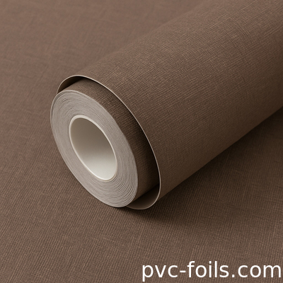 Υφασματική υφή Σκληρό χρώμα PVC υφή Αυτοκόλλητη τοιχοποίηση για εσωτερική διακόσμηση τοίχων